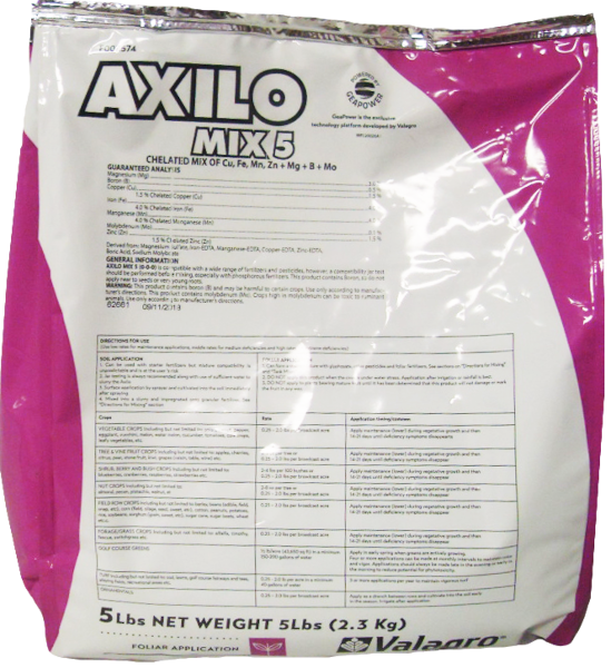 Axilo Mix 5 Micronutrient Package (4% Fe, 4% Mn, 3% Mg, 1.5% Cu, 1.5% Zn, 0.5% B, 0.4% Mo)